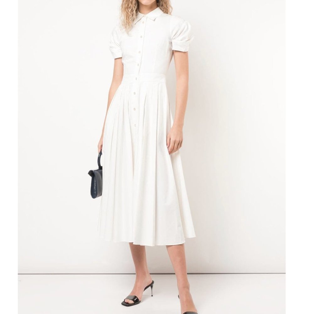 Gyles Pleated Cotton-Blend Midi Dress